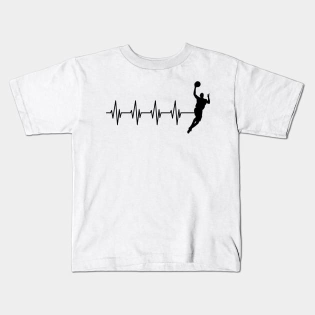 Basketball Heartbeat Kids T-Shirt by KC Happy Shop